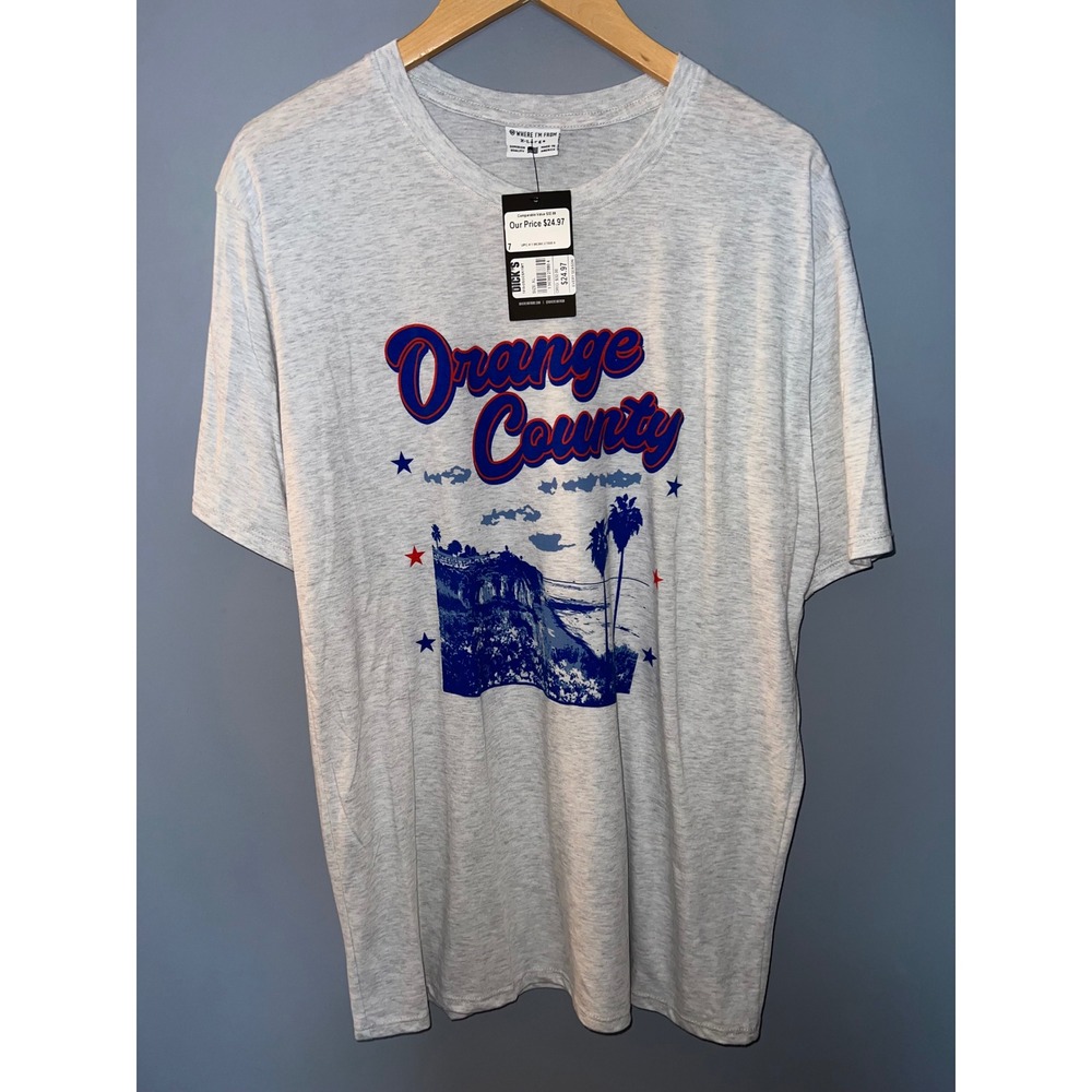 Where I'm From Orange County Graphic T-Shirt XL Gray Made in USA NWT